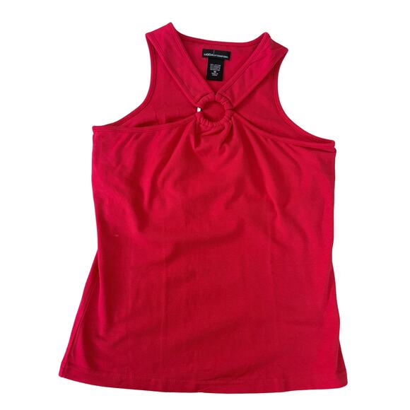 Moda International Y2K O Ring Halter Tank Top Candy Apple Red Holiday M New - Picture 2 of 7